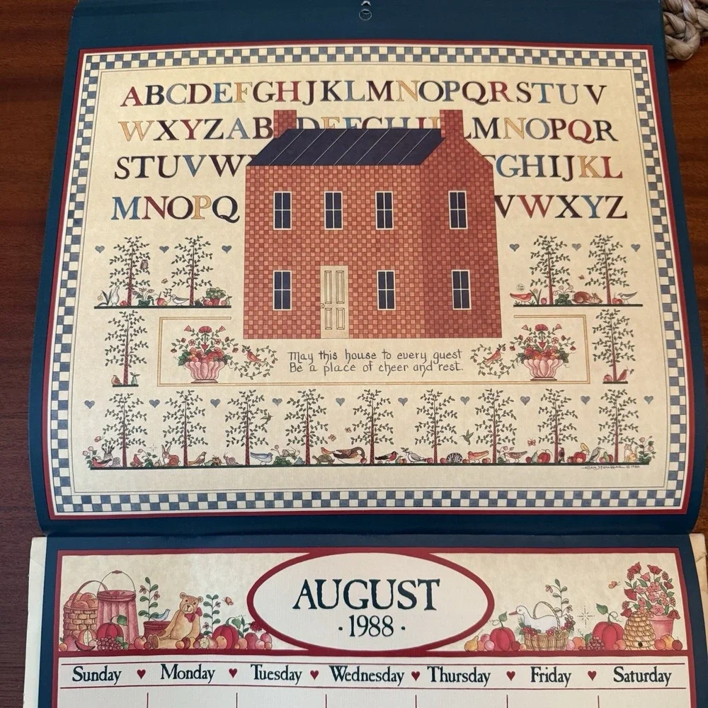 1988 Country Sampler Calendar – 12x12 – Folk Art Cottagecore‎ Grannycore